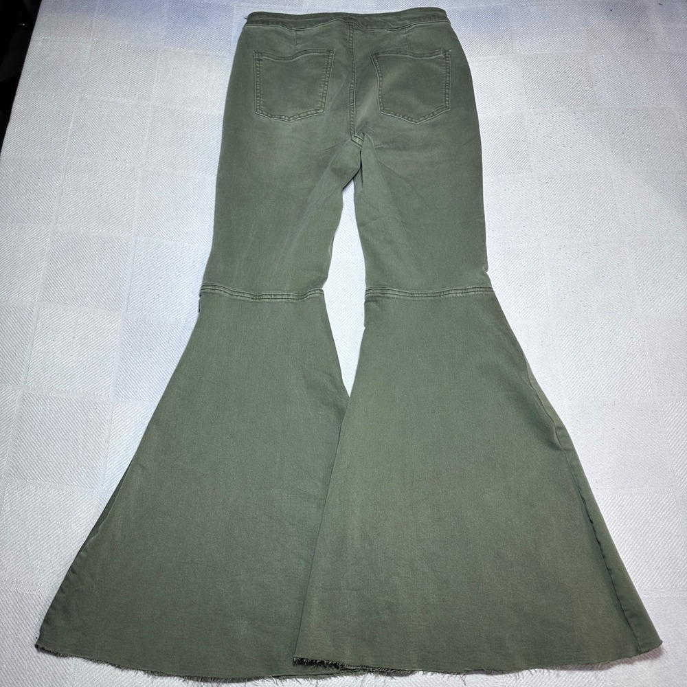 NEW Free People Just Float On Flare Jeans Womens 31 High Rise Stretch Army Green - Picture 7 of 14